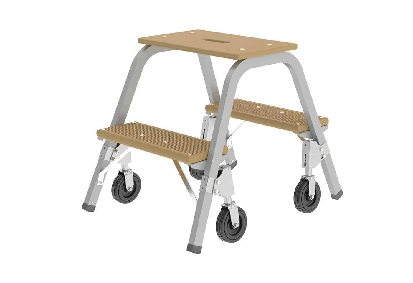 Guenzburger-Steigtechnik-Stahl-Holz-Tritt-mit-Brems-Bockrollen