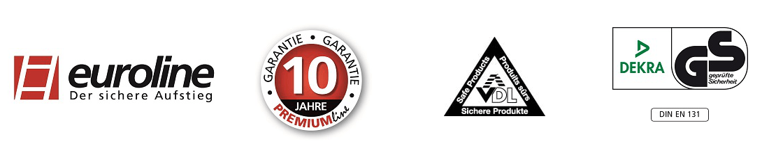 euroline Alu-Stufenstehleiter mit großer Standplattform logo